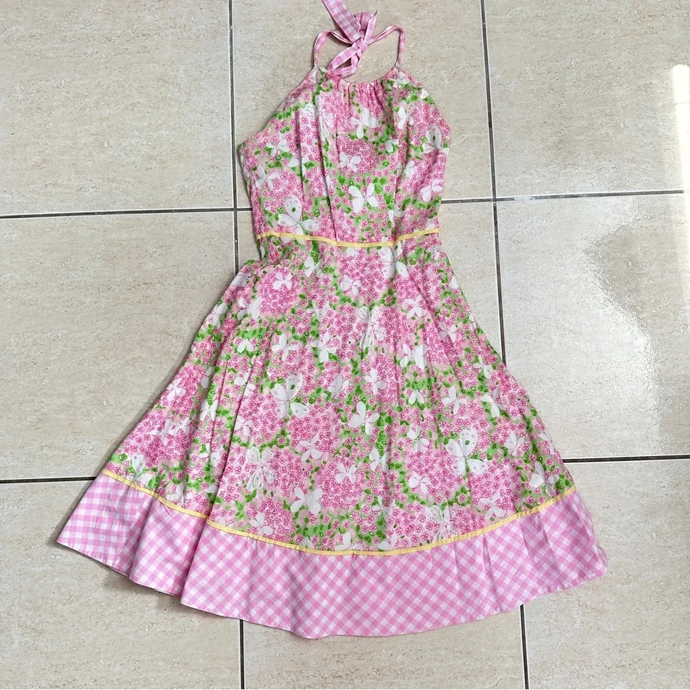 Lilly Pulitzer Pink and Green Halter Sundress